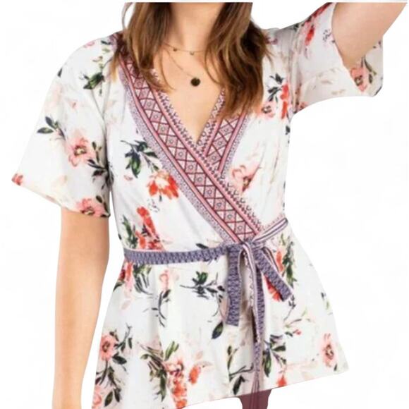 Francesca's X Three Pink Hearts | Boho Print Floral Lined Romper - Small - Picture 3 of 11